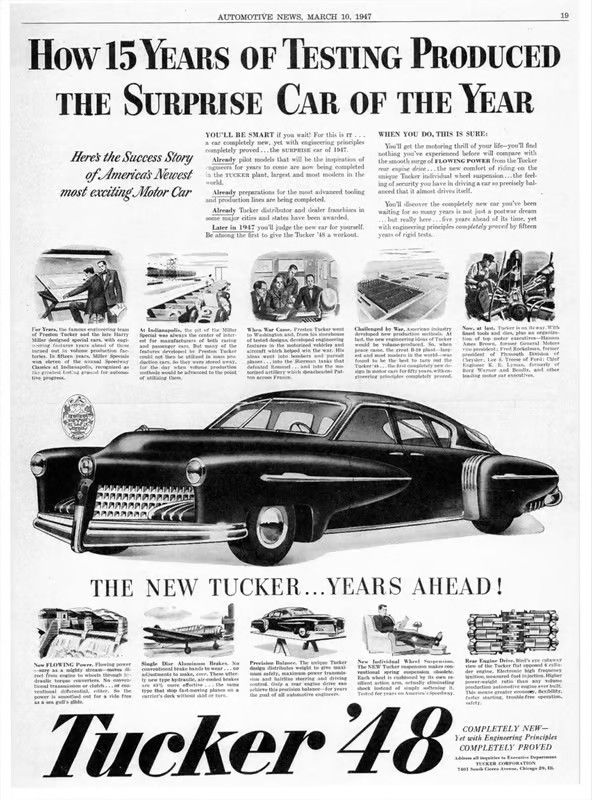 Tucker '48 advertisement in Automotive News, March 10, 1947